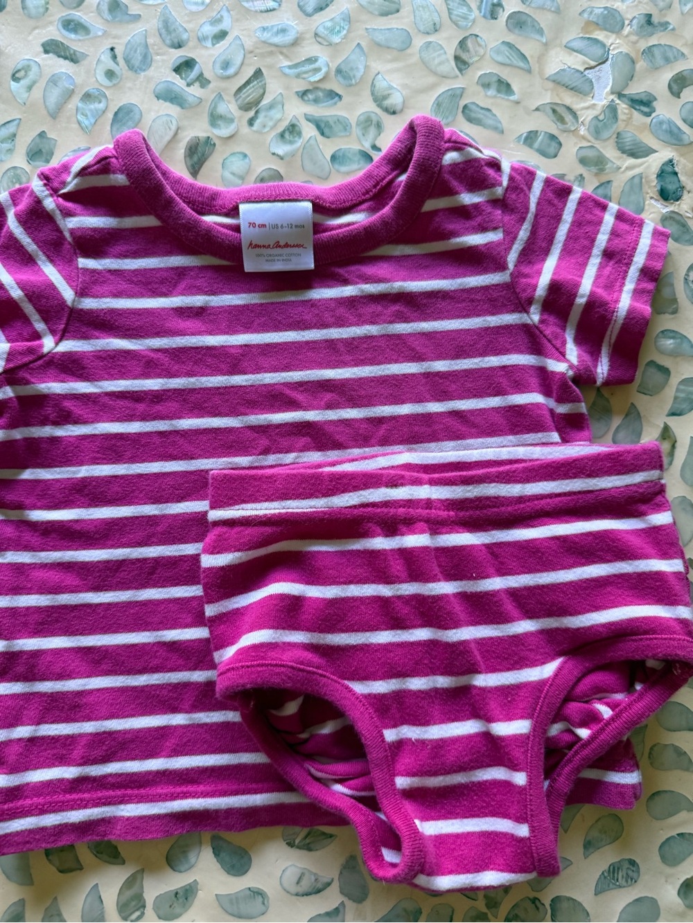 Hanna Andersson Pink and White Striped Two-Piece Set
